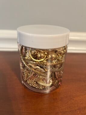 Vintage Gold Rush Mystery Jewelry Jar - 8oz Wearable Estate Jewelry Lot
